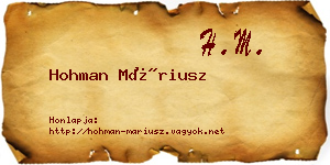 Hohman Máriusz névjegykártya